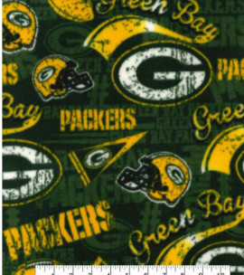 Green Bay Packers NFL Football Retro Allover Fabric Traditions FLEECE Fabric NFL-70131D