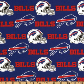 Buffalo Bills NFL Football Helmet and Logo Blue Fabric Traditions Cotton fabric NFL-6377D