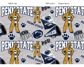 Penn State Nittany Lions Cotton Fabric with Mascot Heather Print Penn State Nittany Lions Cotton Fabric with Mascot Heather Print