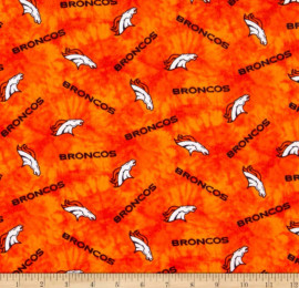 Denver Broncos NFL Football Tie Dye Orange 42" FLANNEL Fabric Traditions Cotton Fabric NFL-14867D