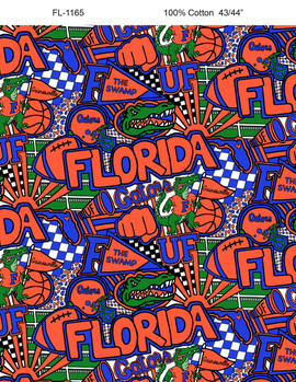 University of Florida Gators Cotton Fabric with Pop Art Print and Matching Solid Cotton Fabrics University of Florida Gators Cotton Fabric with Pop Art Print and Matching Solid Cotton Fabrics