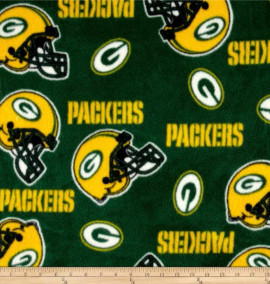 Green Bay Packers NFL Football Dark Green Fabric Traditions 58" FLEECE Fabric NFL-6322D