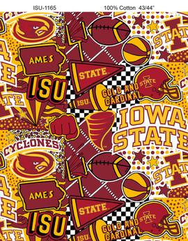 Iowa State University Cyclones Cotton Fabric with Pop Art Print Iowa State University Cyclones Cotton Fabric with Pop Art Print