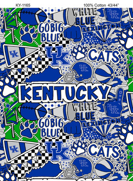 University of Kentucky Cotton Fabric with Christmas Design-LIMITED EDITION-Sold by The Yard