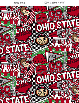 Ohio State University Buckeyes Cotton Fabric with Pop Art Print Ohio State University Buckeyes Cotton Fabric with Pop Art Print