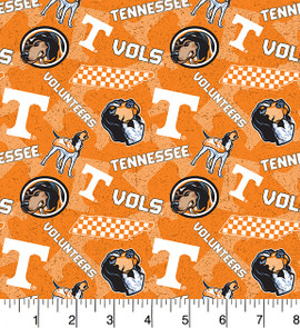 University of Tennessee Volunteers Cotton Fabric with Tone On Tone Print University of Tennessee Volunteers Cotton Fabric with Tone On Tone Print