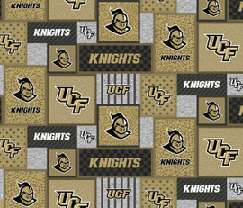University of Central Florida Fleece Fabric with College Patch Design-Sold by the yard University of Central Florida Fleece Fabric with College Patch Design-Sold by the yard