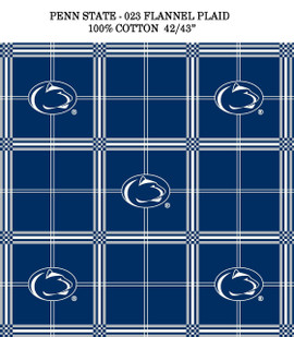 Penn State Nittany Lions Flannel Fabric with Plaid Print