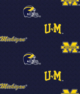 University of Michigan Wolverines Cotton Fabric with Herringbone Print University of Michigan Wolverines Cotton Fabric with Herringbone Print