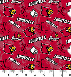 University of Louisville Fabric Fine Cotton Classic Geometric Design-Sold by The Yard