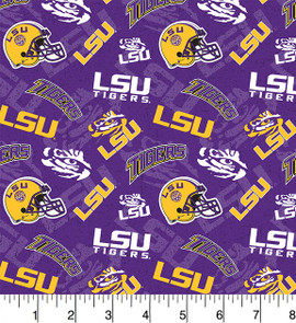 Louisiana State University LSU Tigers Cotton Fabric with Tone On Tone Print