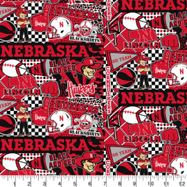 University of Nebraska Cornhuskers Cotton Fabric with Pop Art Print University of Nebraska Cornhuskers Cotton Fabric with Pop Art Print