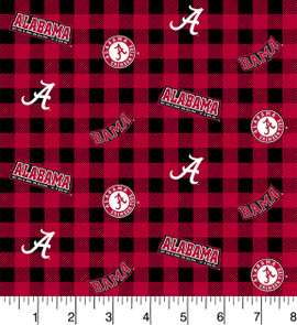 University of Alabama Crimson Tide Cotton Fabric with Buffalo Plaid Print University of Alabama Crimson Tide Cotton Fabric with Buffalo Plaid Print