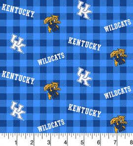 University of Kentucky Wildcats Flannel Fabric with Plaid Print