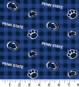 Penn State Nittany Lions Cotton Fabric with Buffalo Plaid Print Penn State Nittany Lions Cotton Fabric with Buffalo Plaid Print