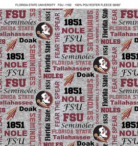 Florida State University Fleece Fabric with Verbiage Pattern-Sold by the Yard Florida State University Fleece Fabric with Verbiage Pattern-Sold by the Yard