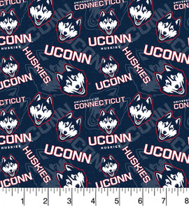 University of Connecticut Huskies Cotton Fabric with Tone On Tone Print University of Connecticut Huskies Cotton Fabric with Tone On Tone Print