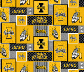 University of Idaho State Fleece Fabric with College Patch Design-Sold by the yard University of Idaho State Fleece Fabric with College Patch Design-Sold by the yard