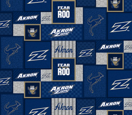 University of Akron Fleece Fabric with College Patch Design-Sold by the yard University of Akron Fleece Fabric with College Patch Design-Sold by the yard