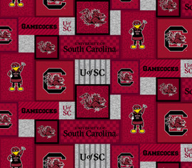 University of South Carolina Fleece Fabric with College Patch Design-Sold by the yard University of South Carolina Fleece Fabric with College Patch Design-Sold by the yard