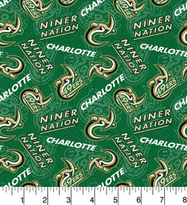 University of North Carolina Charlotte 49ers Cotton Fabric with Tone On Tone Print and Matching Solid Cotton Fabrics University of North Carolina Charlotte 49ers Cotton Fabric with Tone On Tone Print and Matching Solid Cotton Fabrics