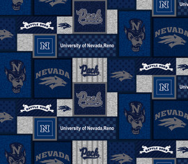 University of Nevada at Reno Fleece Fabric with College Patch Design-Sold by the yard