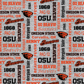 Oregon State University Fleece Fabric with Verbiage Pattern-Sold by the Yard
