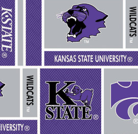 Kansas State University Wildcats Cotton Fabric with Geometric Herringbone Print Kansas State University Wildcats Cotton Fabric with Geometric Herringbone Print