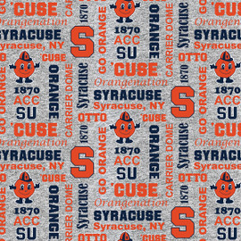 Syracuse University Fleece Fabric with Verbiage Pattern-Sold by the Yard