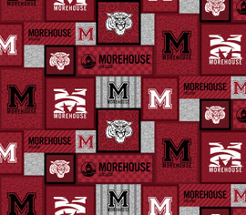 Morehouse College Fleece Fabric with College Patch Design-Sold by the yard Morehouse College Fleece Fabric with College Patch Design-Sold by the yard