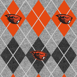 Oregon State University Heather Grey Argyle Fleece Fabric-Sold by the Yard Oregon State University Heather Grey Argyle Fleece Fabric-Sold by the Yard