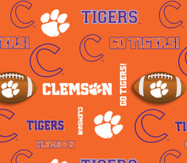 Clemson University Minky Ultra Soft Fleece Fabric with Allover Design Clemson University Minky Ultra Soft Fleece Fabric with Allover Design