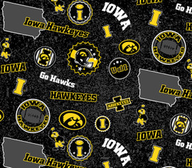 University of Iowa Minky Ultra Soft Fleece Fabric with Home State Design University of Iowa Minky Ultra Soft Fleece Fabric with Home State Design