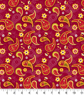 Iowa State University Cyclones Cotton Fabric with Paisley Print Iowa State University Cyclones Cotton Fabric with Paisley Print