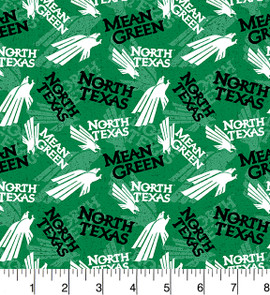 University of North Texas Mean Green Cotton Fabric with Tone On Tone Print University of North Texas Mean Green Cotton Fabric with Tone On Tone Print