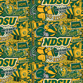 North Dakota State University Bison Cotton Fabric with Pop Art Print and Matching Solid Cotton Fabrics North Dakota State University Bison Cotton Fabric with Pop Art Print and Matching Solid Cotton Fabrics