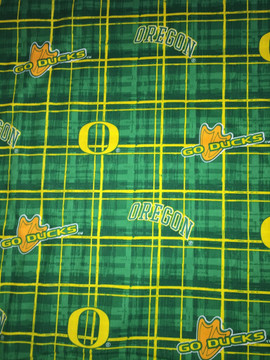 University of Oregon Ducks Cotton Fabric with Plaid Print University of Oregon Ducks Cotton Fabric with Plaid Print