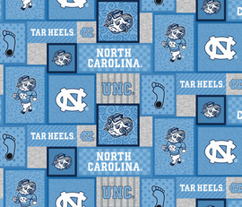 University of North Carolina Fleece Fabric with College Patch Design-Sold by the yard University of North Carolina Fleece Fabric with College Patch Design-Sold by the yard