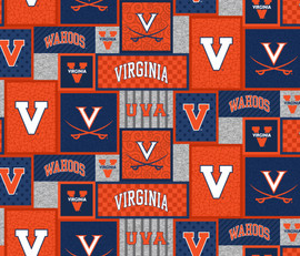 University of Virginia Fleece Fabric with College Patch Design-Sold by the yard University of Virginia Fleece Fabric with College Patch Design-Sold by the yard