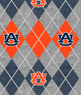 Auburn University Heather Grey Argyle Fleece Fabric-Sold by the Yard Auburn University Heather Grey Argyle Fleece Fabric-Sold by the Yard