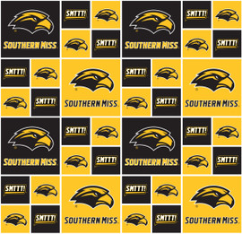 University of Southern Mississippi Golden Eagles Cotton Fabric with Geometric Print University of Southern Mississippi Golden Eagles Cotton Fabric with Geometric Print
