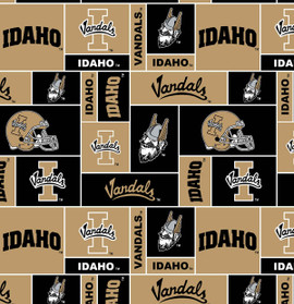 UNIVERSITY OF IDAHO-COLLEGE-UNIVERSITY-LOGO-PRINTED-FLEECE-NO SEW FLEECE BLANKET-FABRIC