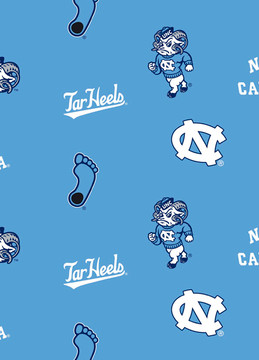 UNIVERSITY OF NORTH CAROLINA-COLLEGE-UNIVERSITY-LOGO-PRINTED-FLEECE-NO SEW FLEECE BLANKET-FABRIC-03