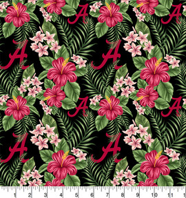 University of Alabama Crimson Tide Cotton Fabric with Tropical Print University of Alabama Crimson Tide Cotton Fabric with Tropical Print