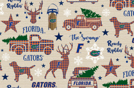 University of Florida Gators Cotton Fabric with Christmas Print University of Florida Gators Cotton Fabric with Christmas Print