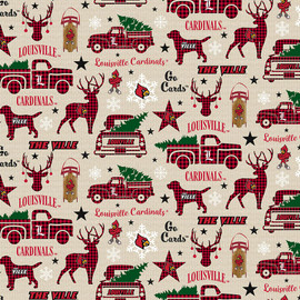 University of Louisville Cardinals Cotton Fabric with Christmas Print University of Louisville Cardinals Cotton Fabric with Christmas Print