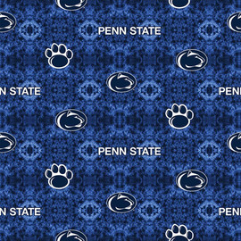 Penn State Nittany Lions Flannel Fabric with Tie Dye Print Penn State Nittany Lions Flannel Fabric with Tie Dye Print