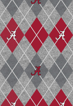 University of Alabama Crimson Tide Heather Argyle Fleece Fabric-Sold by the yard