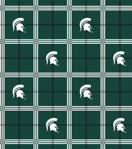 Michigan State University Spartans Flannel Fabric with Plaid Print Michigan State University Spartans Flannel Fabric with Plaid Print