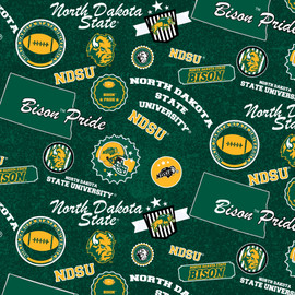 North Dakota State University Bison Cotton Fabric with Home State Print and Matching Solid Cotton Fabrics North Dakota State University Bison Cotton Fabric with Home State Print and Matching Solid Cotton Fabrics